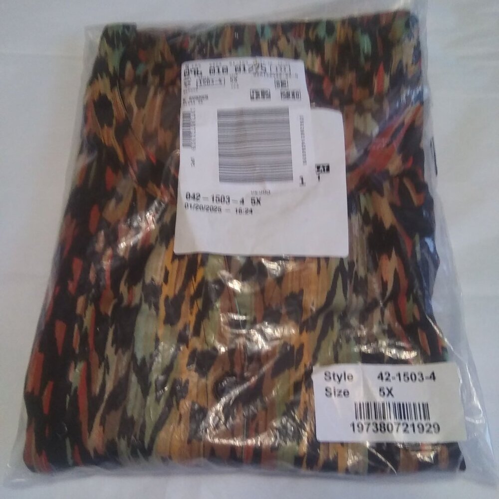 Catherines Brown Southwest Print Buttonfront Georgette Blouse- NWT-5X - Picture 6 of 6